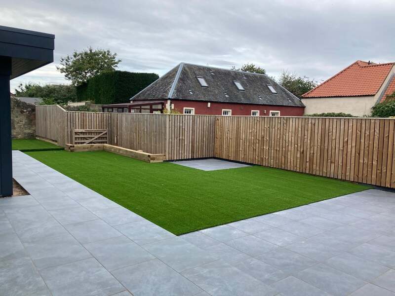 New garden artificial grass installation in East Lothian by Planet Grass, click here for prices