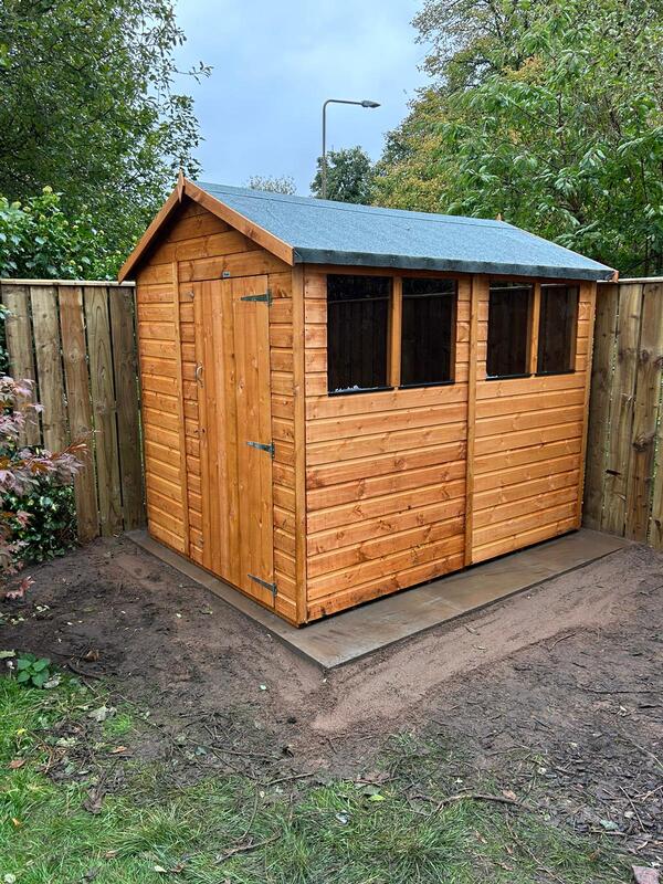 New apex roof shed installation in East Lothian, click here for an apex roof shed installation quote anywhere in East Lothian